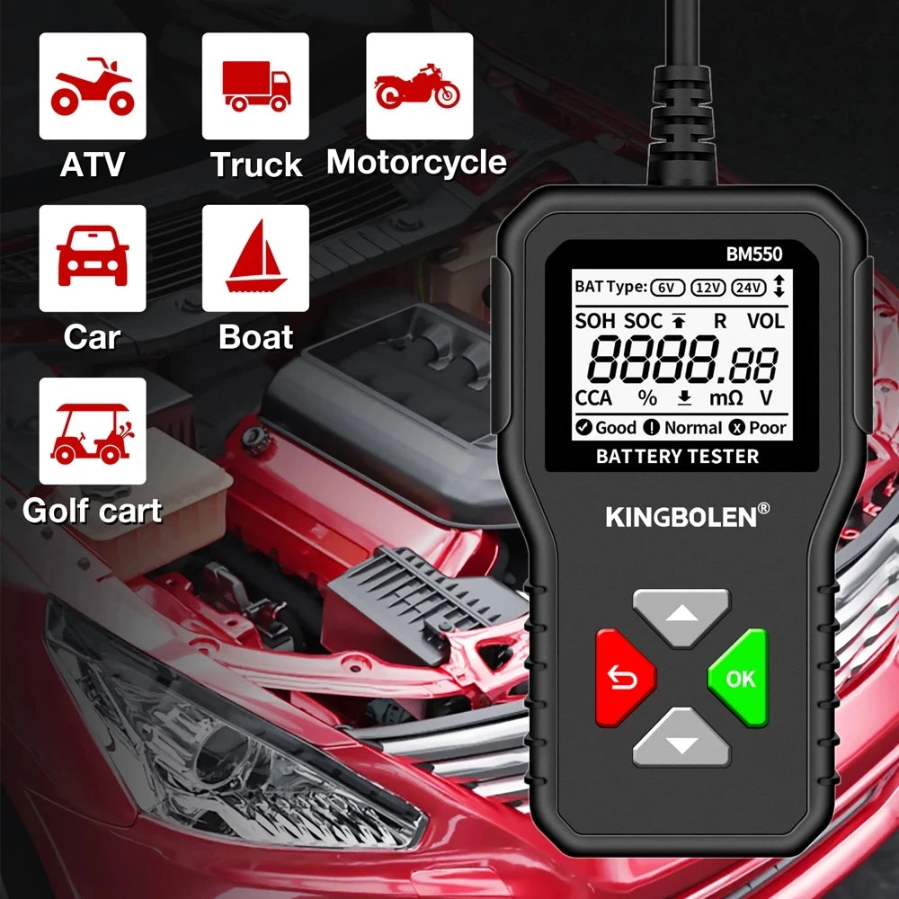KINGBOLEN BM550 Car Battery Tester 6V 12V 24V CCA Analyzer