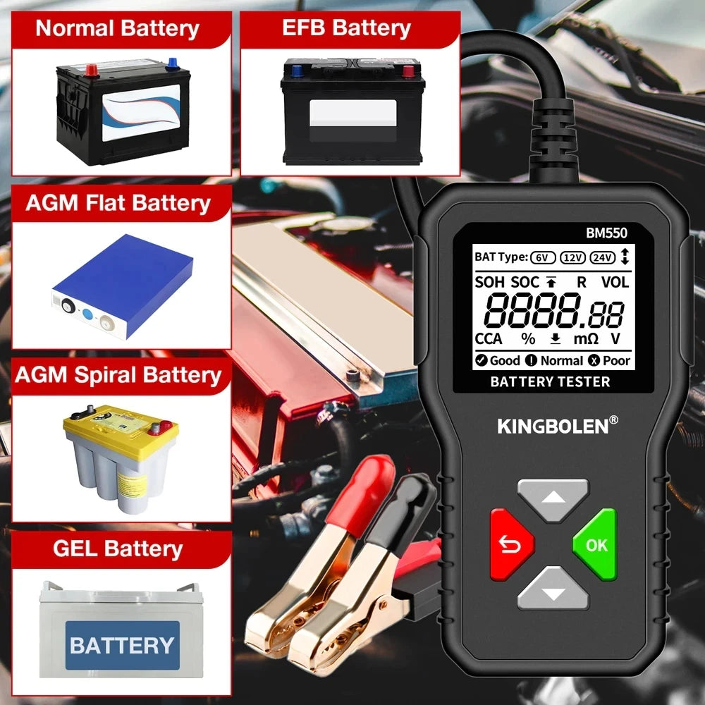 KINGBOLEN BM550 Car Battery Tester 6V 12V 24V CCA Analyzer