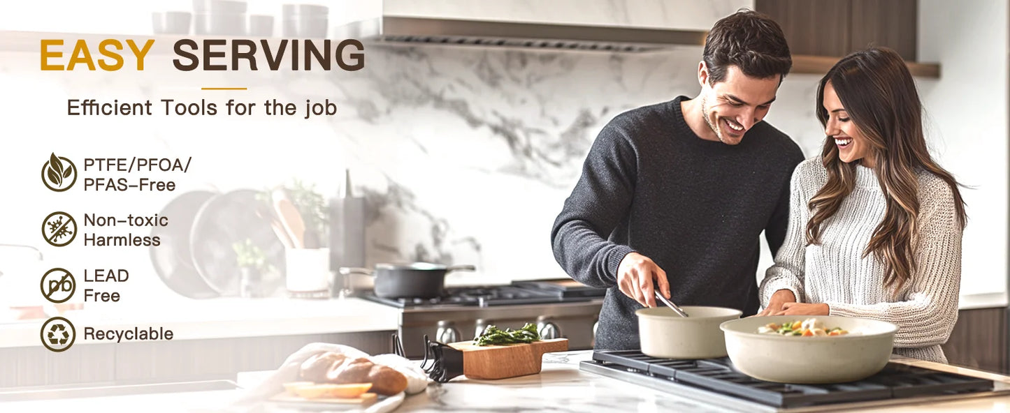 Astercook 21 Piece Nonstick Ceramic Cookware Set Handles