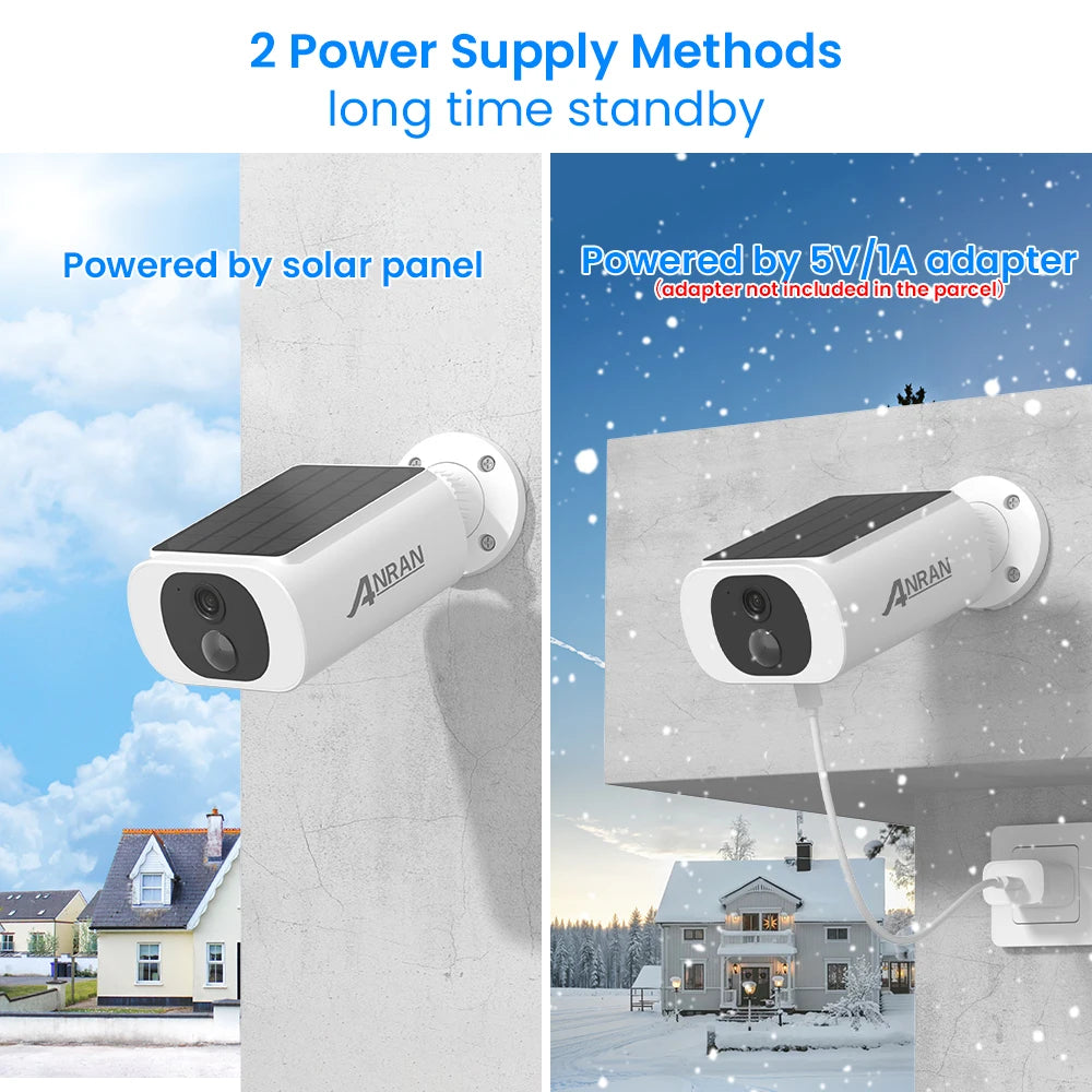 ANRAN 2K Solar Camera Set 4PCS 2.4G WiFi Battery Floodlight