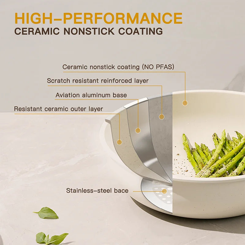 Astercook 21 Piece Nonstick Ceramic Cookware Set Handles