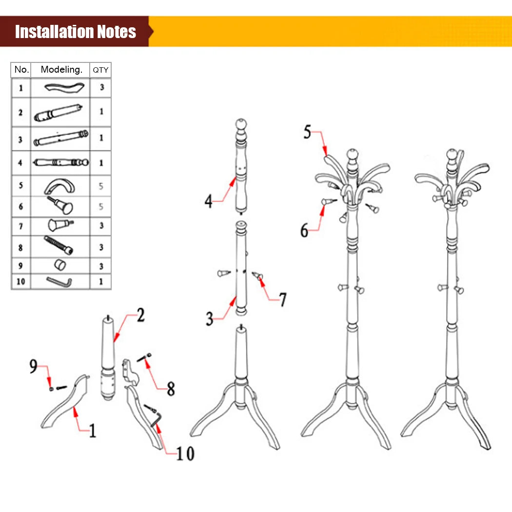 Solid Birch Coat Rack With Tripod Base Floor