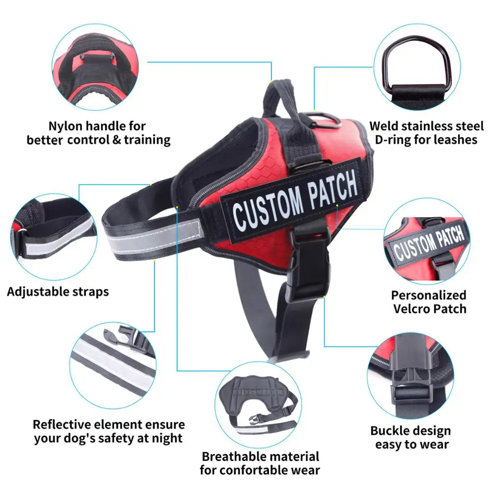 Personalized Dog Harness NO PULL Reflective Adjustable ID custom Dog Harness Vest for Small Large Dogs Outdoor Pet Supplies
