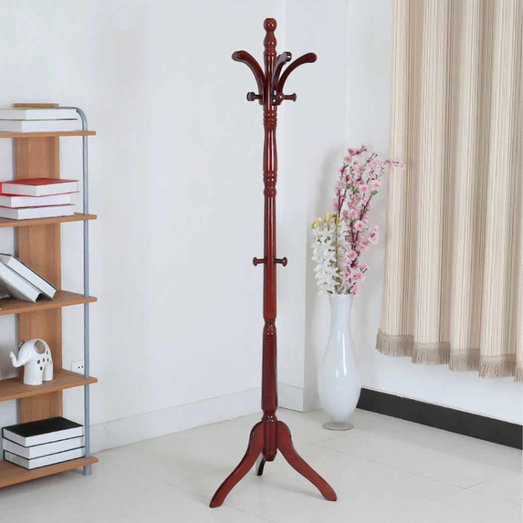 Solid Birch Coat Rack With Tripod Base Floor