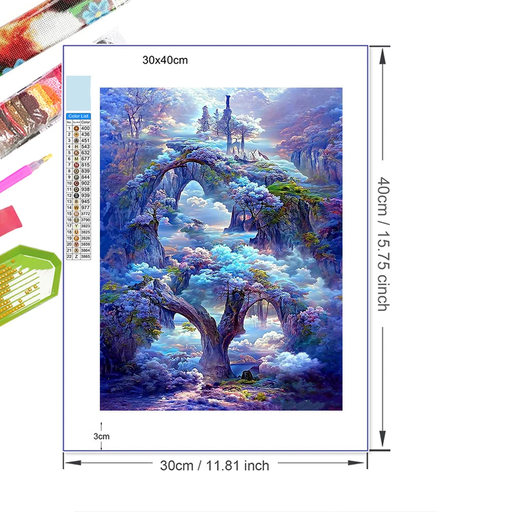 Frame Diamond Painting Kits 5D Round Drill Scenery Patterns