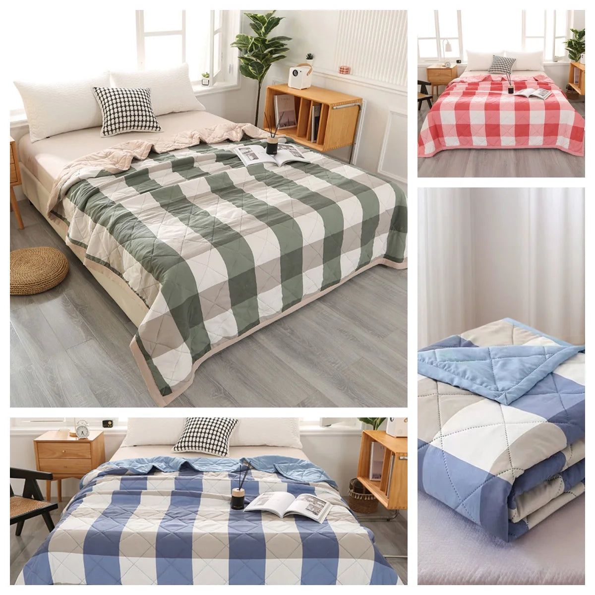 EZHomeEssentials Washed Cotton Comforter Quilt Bedspread