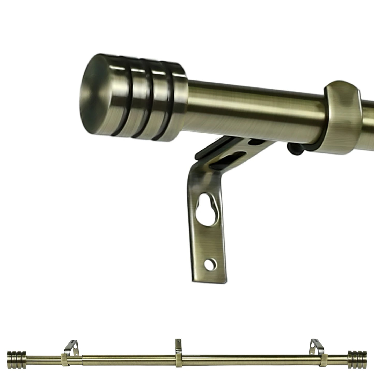 Heavy Duty Adjustable Curtain Rod Set End Caps