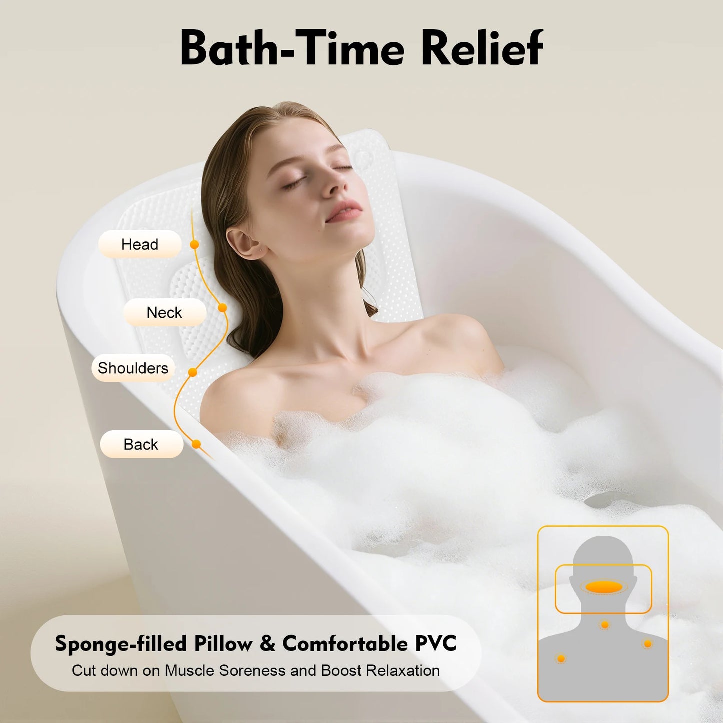 Bathtub Mat With Pillow Foam PVC Bath Cushion For Spa
