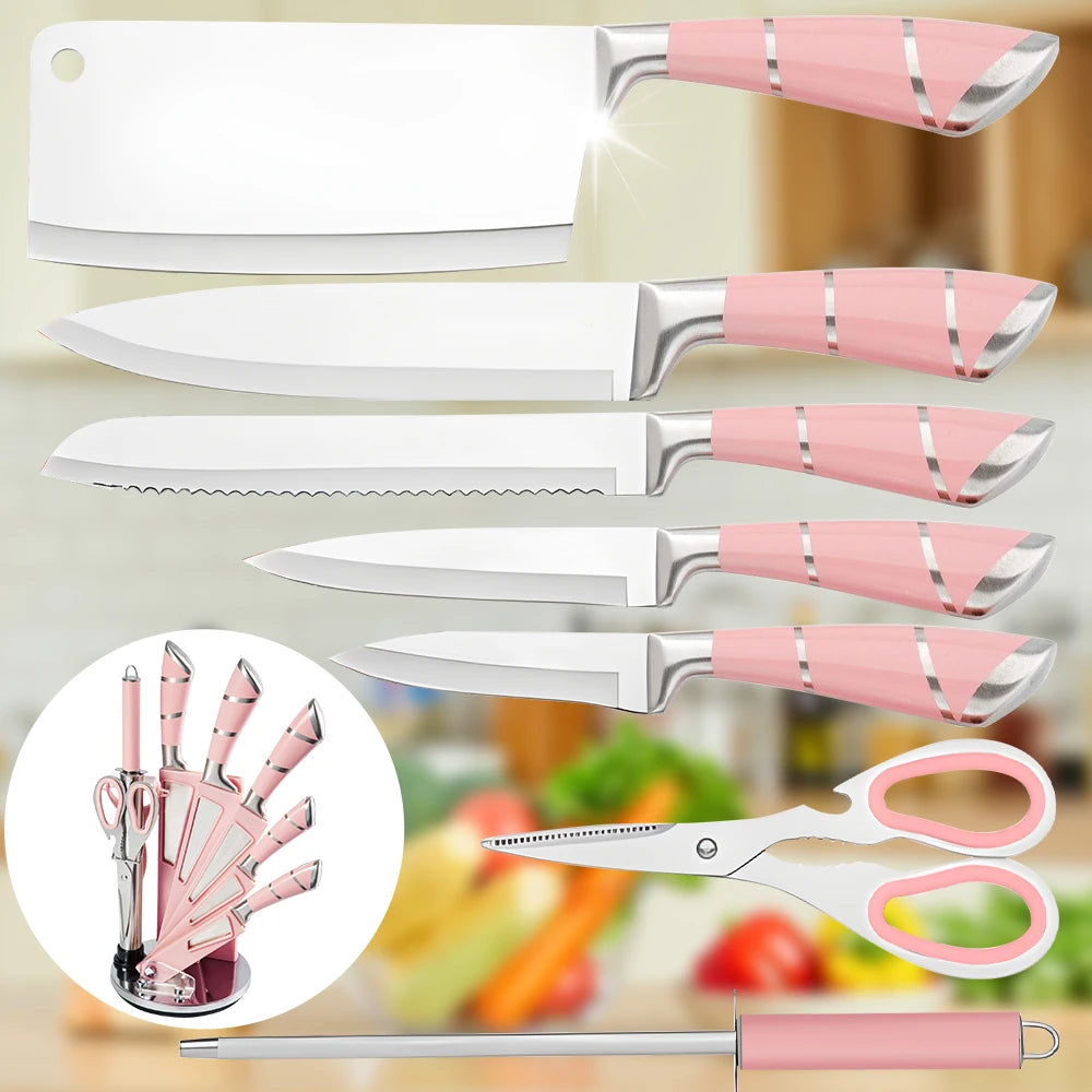 9 Piece Kitchen Knife Set Stainless Steel Hollow Handle