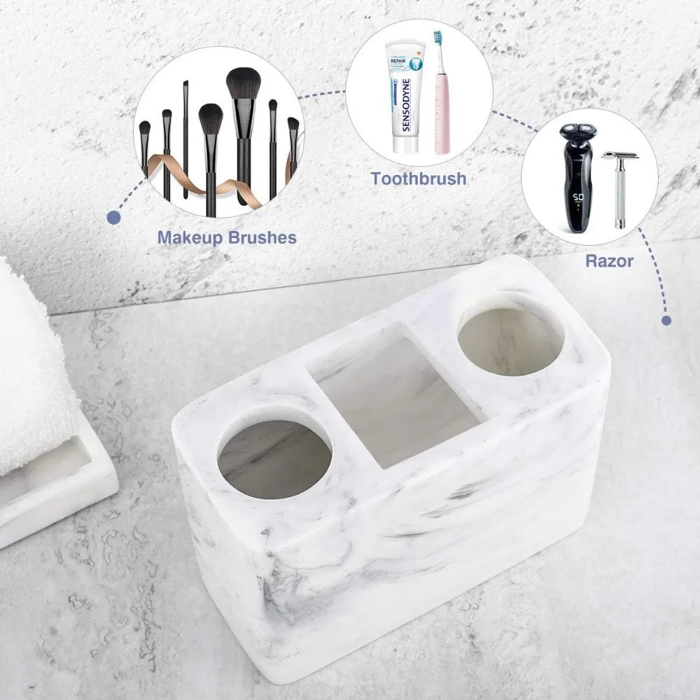 Resin Marble Electric Toothbrush Holder With 3 Slots