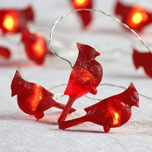 Electronic Cardinal String Lights 3D Bird Battery Operated