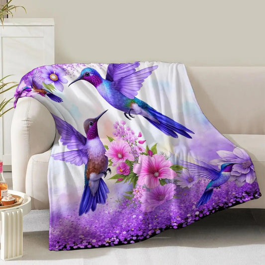 Hummingbird Blanket Floral Gift For Women Birthday