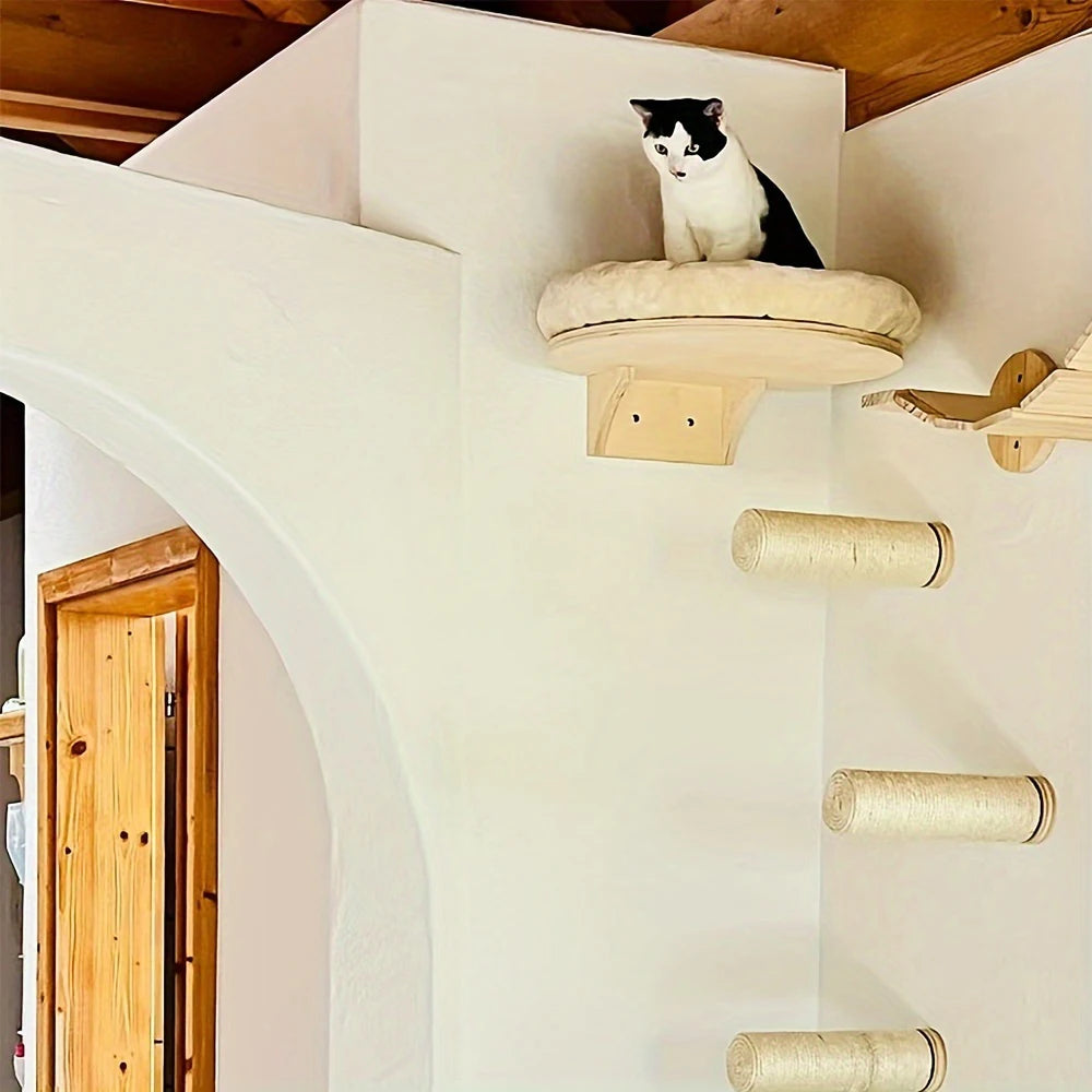 PETRAVELCN Cat Wall Mounted Climbing Ladder With Post