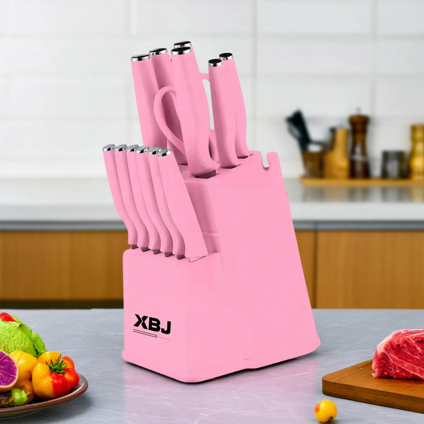 15-Piece Kitchen Stainless Steel Knife Set With Holder