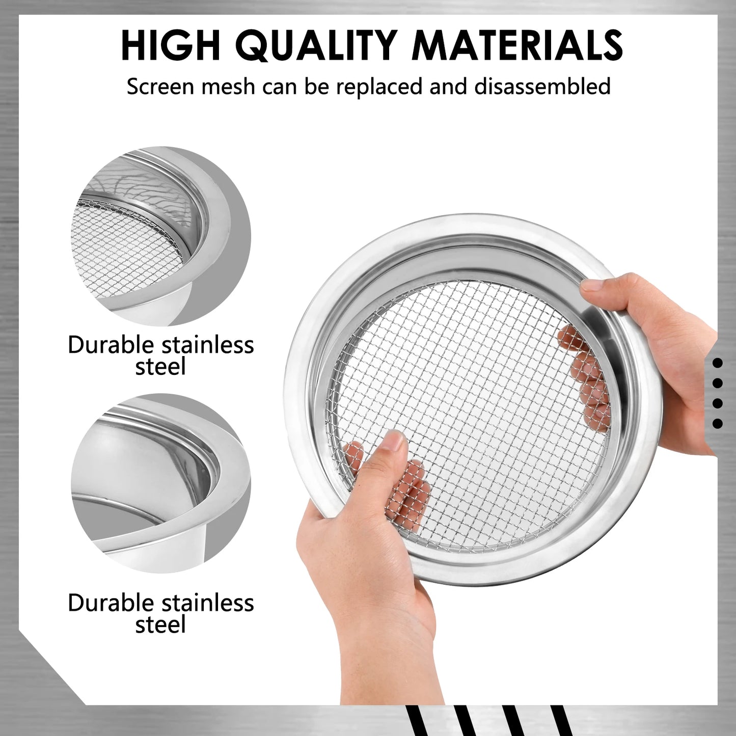 Stainless Steel Soil Sieve Interchangeable Meshes Set Multifunctional Garden Soil Filter with 9.45inch Diameter for Sand Rocks