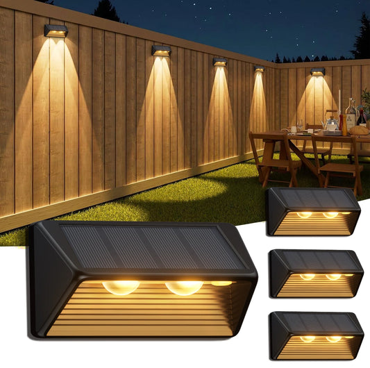 KPSTEK Outdoor Solar Fence And Step Lights Warm White LED