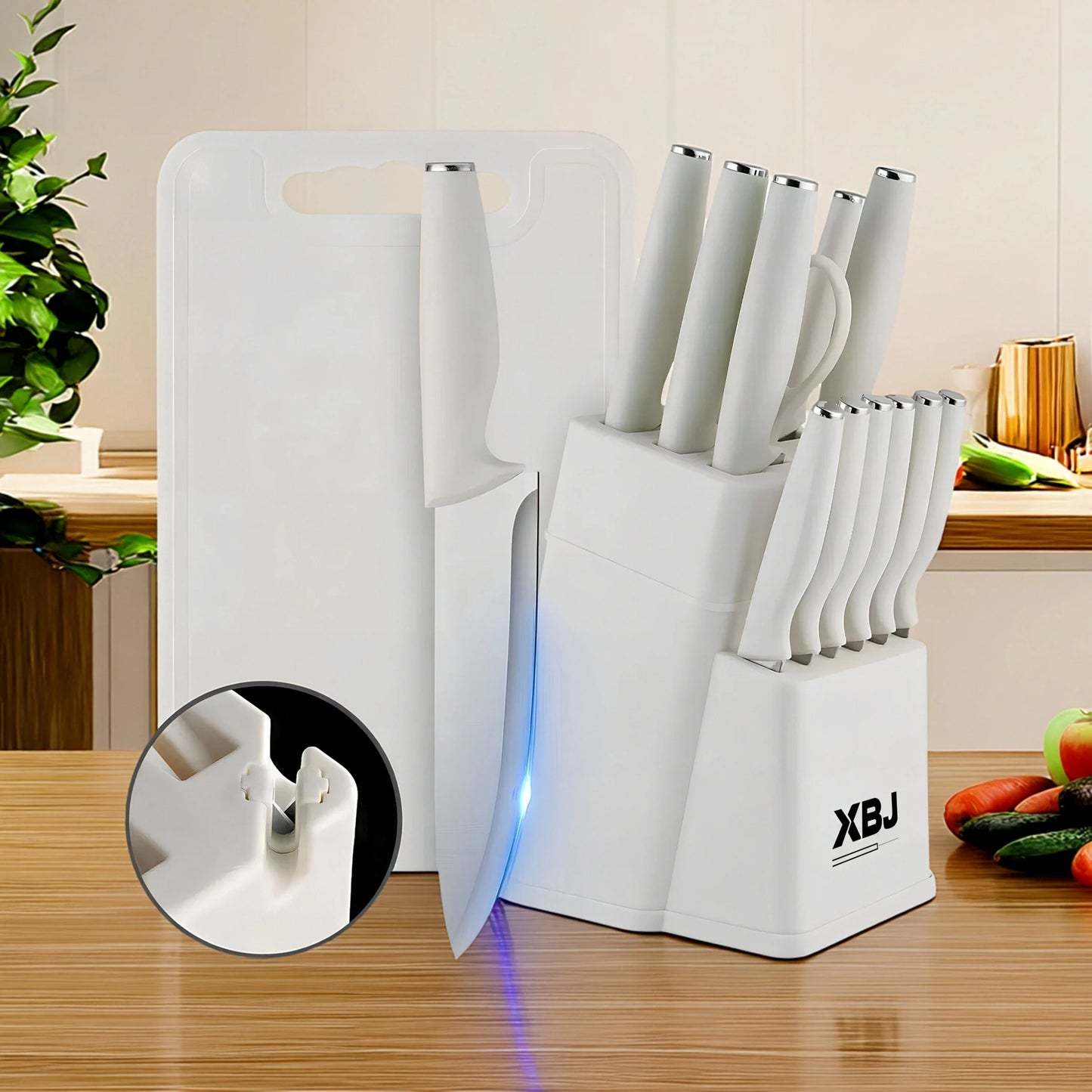 15-Piece Kitchen Stainless Steel Knife Set With Holder