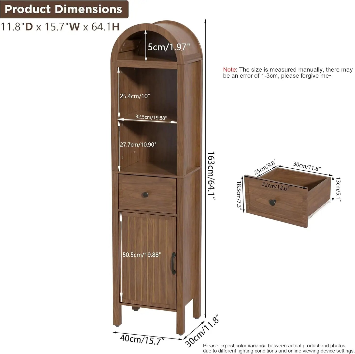 Adjustable Shelves Arched Freestanding Cabinet With Fluted Doors
