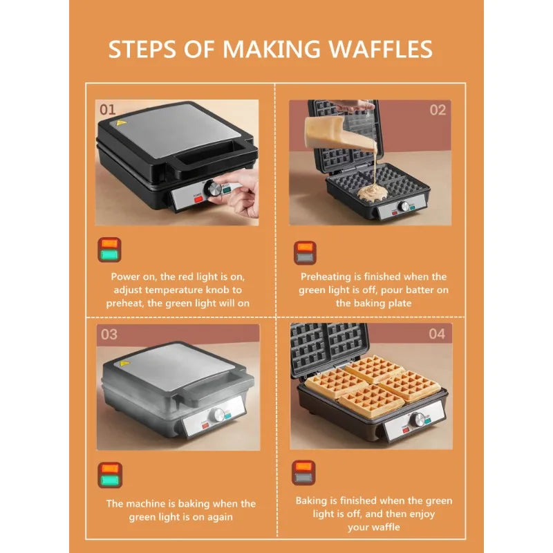 HAOYUNMA FOHERE Electric Belgian Waffle Maker For Home Use
