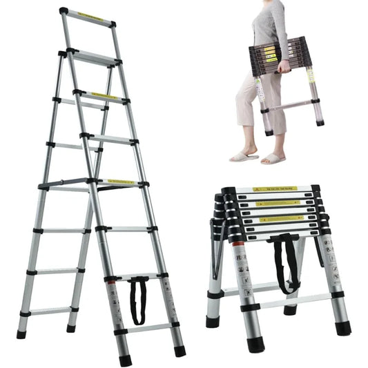 XMSJ Aluminum A Frame Extension Ladder Six Plus Seven Steps