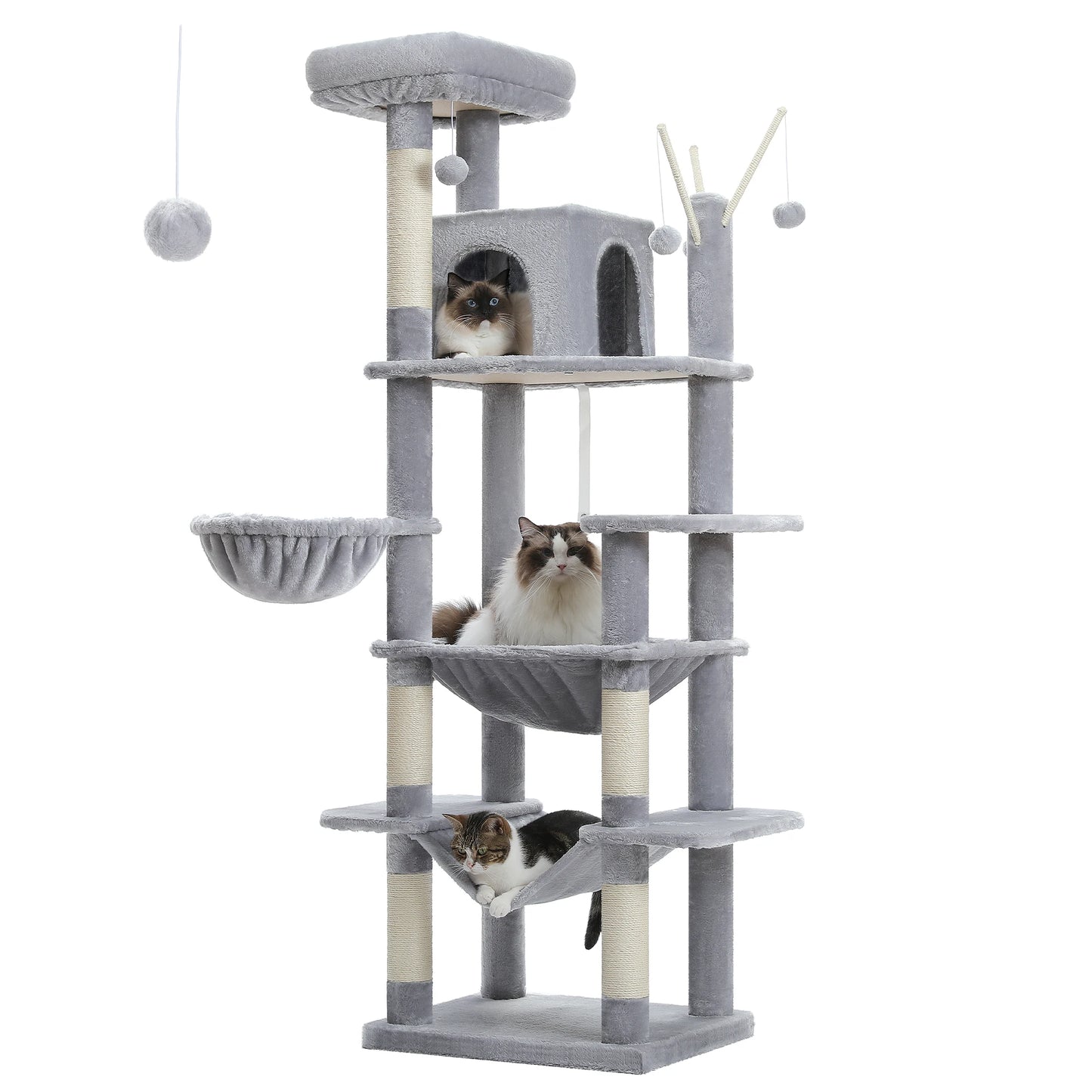 PAWZ Road Five Level Cat Tree Tower With Plush Condo Scratching Posts Boards