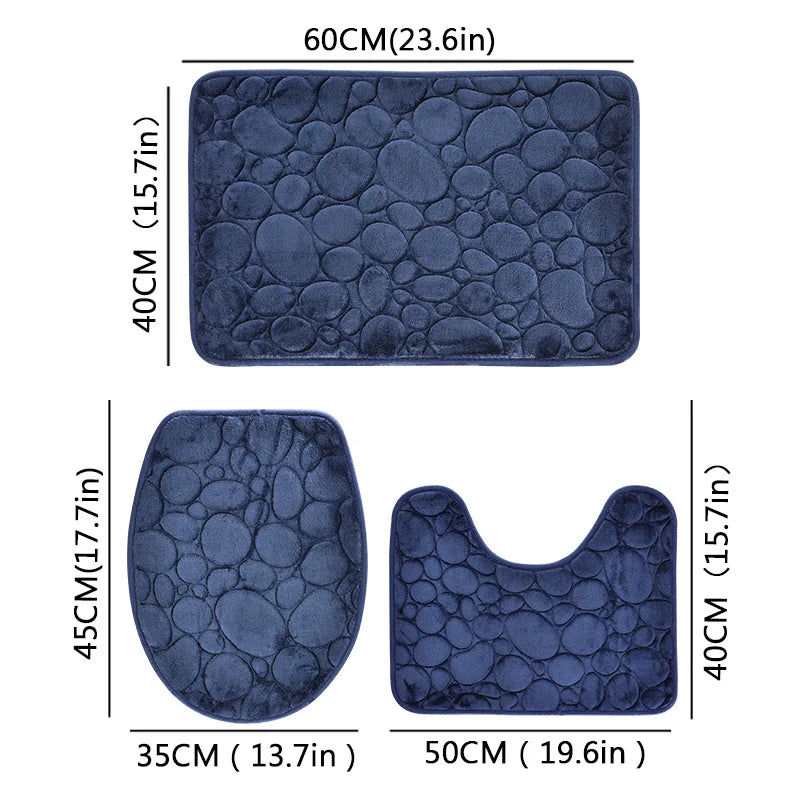 Soft Microfiber Non Slip Stone Bathroom Floor Mat Set