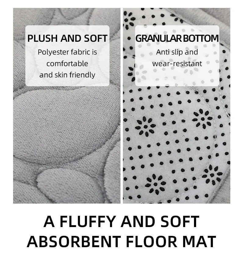 Soft Microfiber Non Slip Stone Bathroom Floor Mat Set