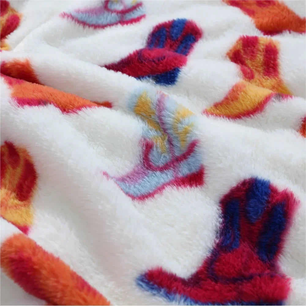 Western Faux Fur Throw Blanket Stylish Comfortable Cozy Home Decor Teens Young Adults Living Room Furniture Accessory