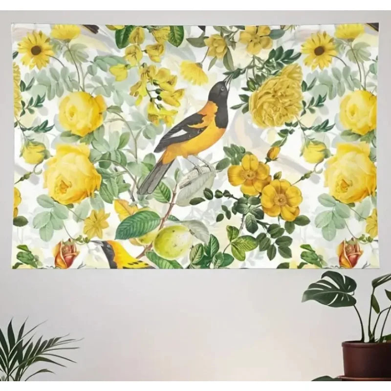 Craft of Weaving Rose Botanical Garden Tapestry Wall Hanging