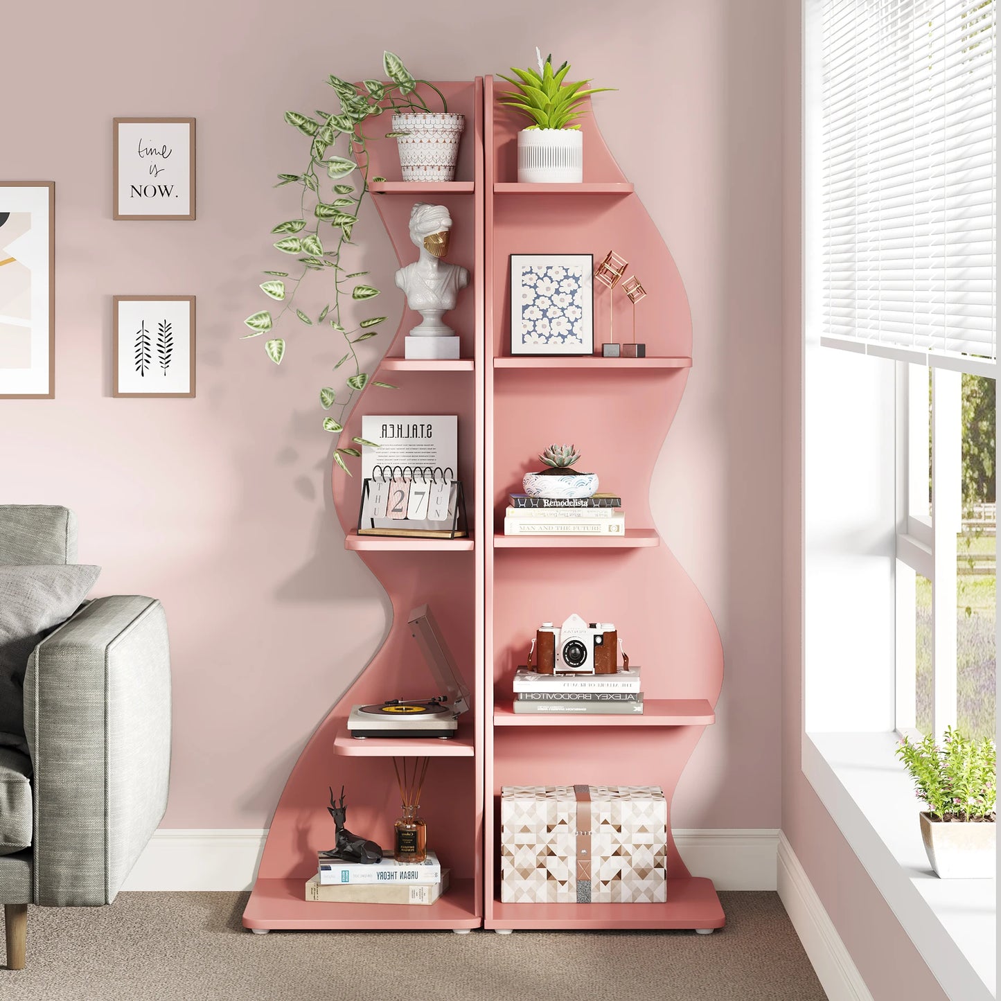 5-Tier Corner Shelf Wall Bookshelf Plant Stand