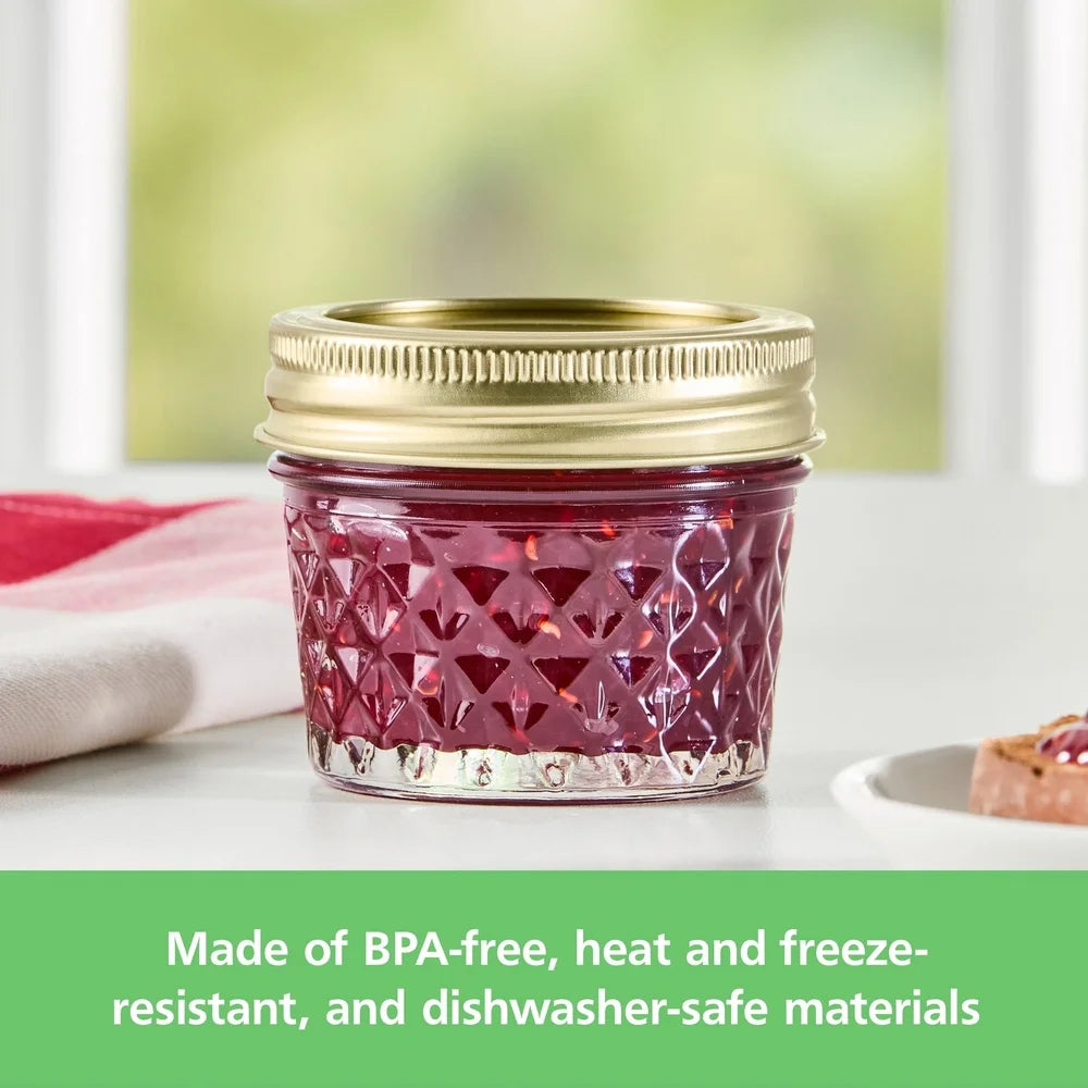 EZHomeEssentials Quilted Glass Canning Jars Airtight Lids