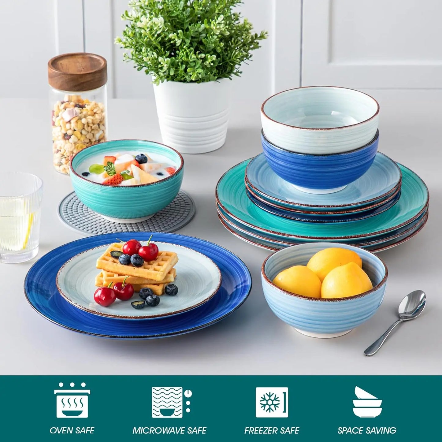 EZHomeEssentials Bonita Dinnerware Set Stoneware Spiral