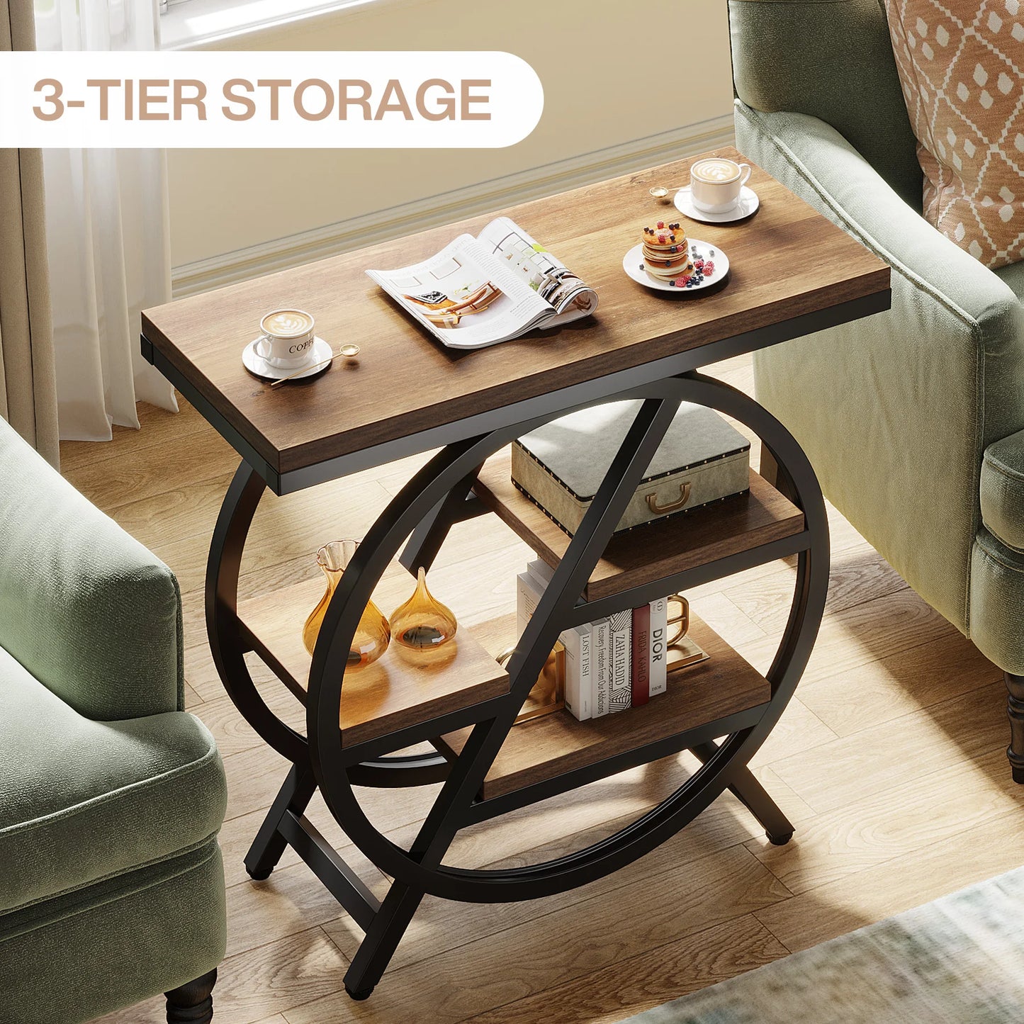 Tribesigns End Table for Living Room 3-Tier with Storage