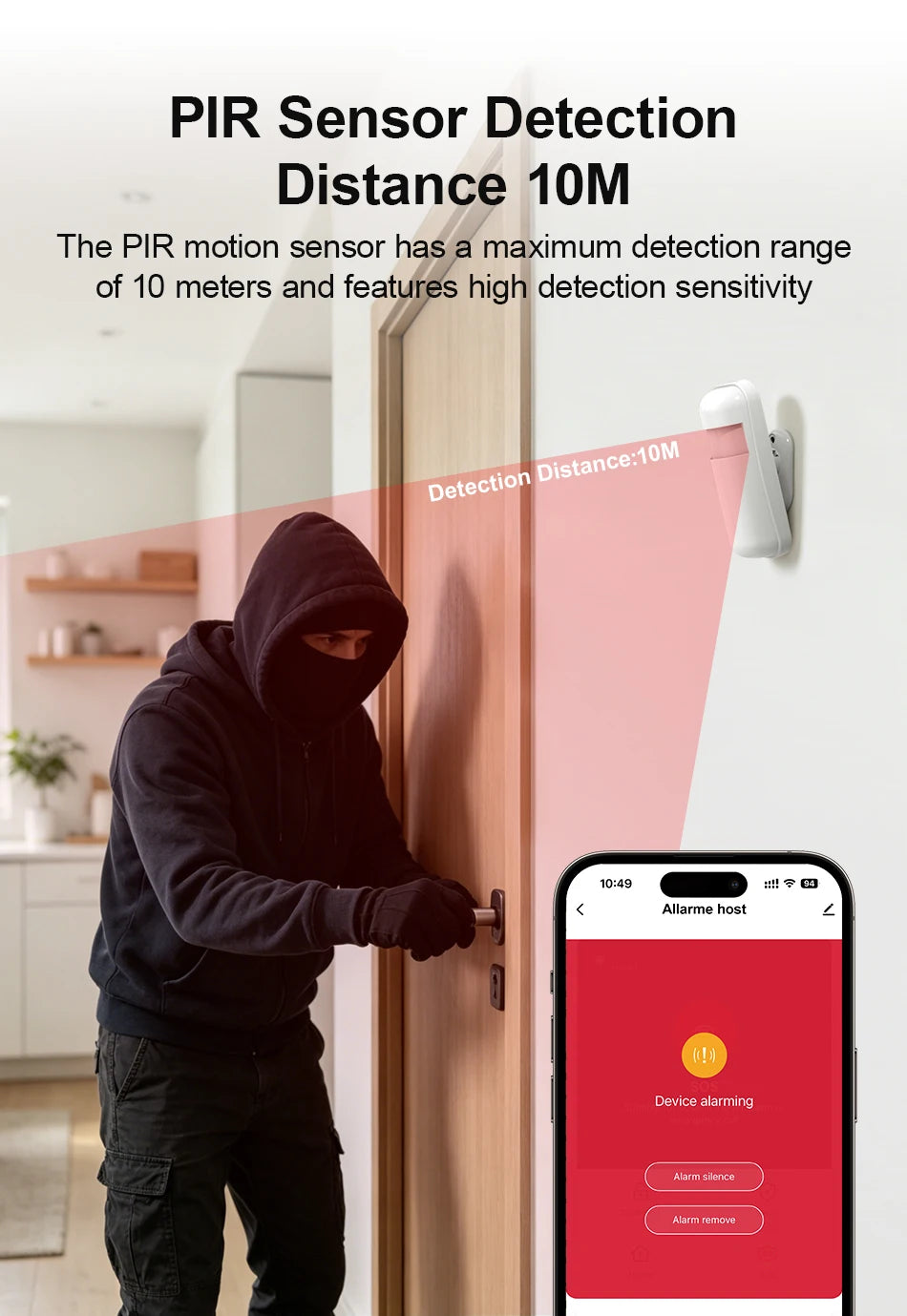 PGST 4G 2G WiFi GSM Wireless Alarm System PIR Sensor