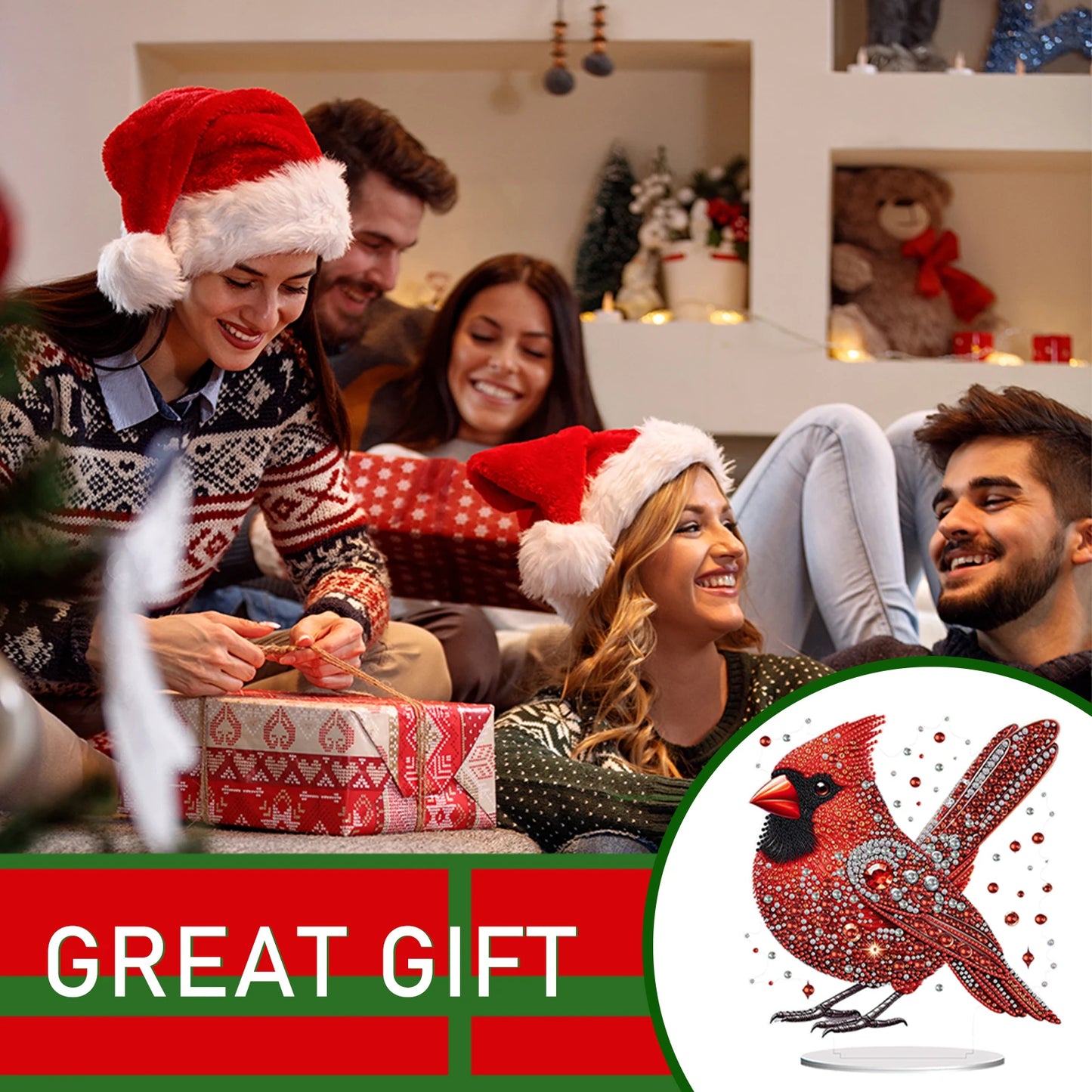 Acrylic Diamond Painting Tabletop Kit Winter Animal Ornaments 5D DIY