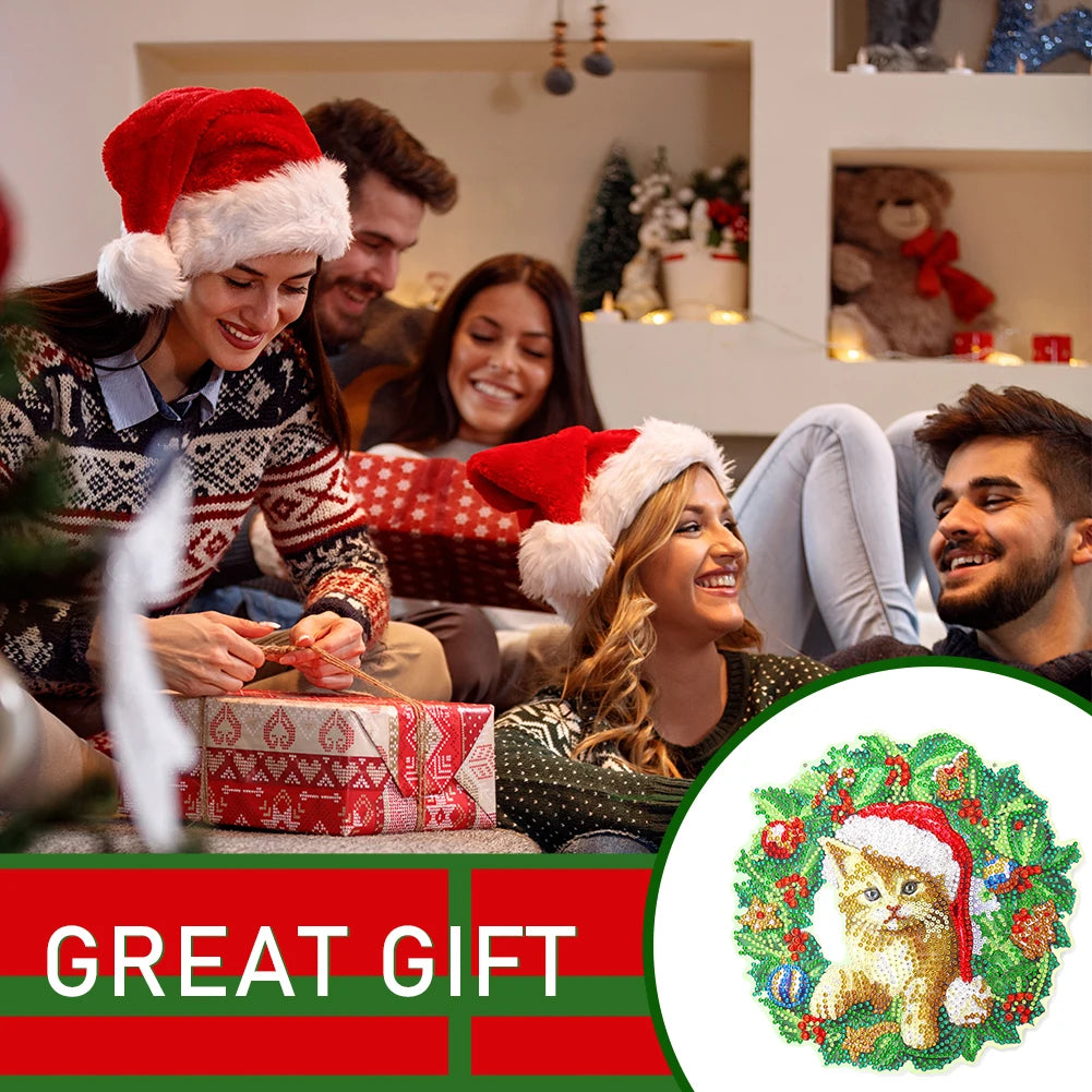 Canvas 5D DIY Decorative Festive Flower Circle Diamond Painting Wreath