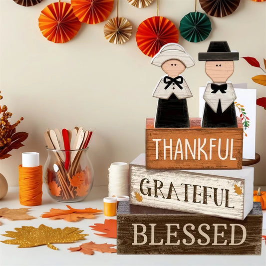 Hign Concerned Thanksgiving Harvest Wooden Pumpkin Table