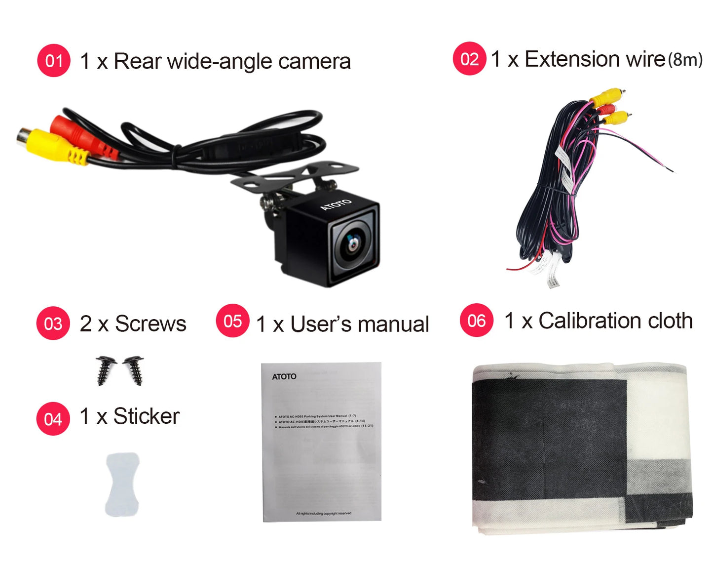 ATOTO Car Camera Rear HD 720P Live Rear-view 180° Wide-Angle Surround-View Parking Night Vision Waterproof Car Rearview Camera