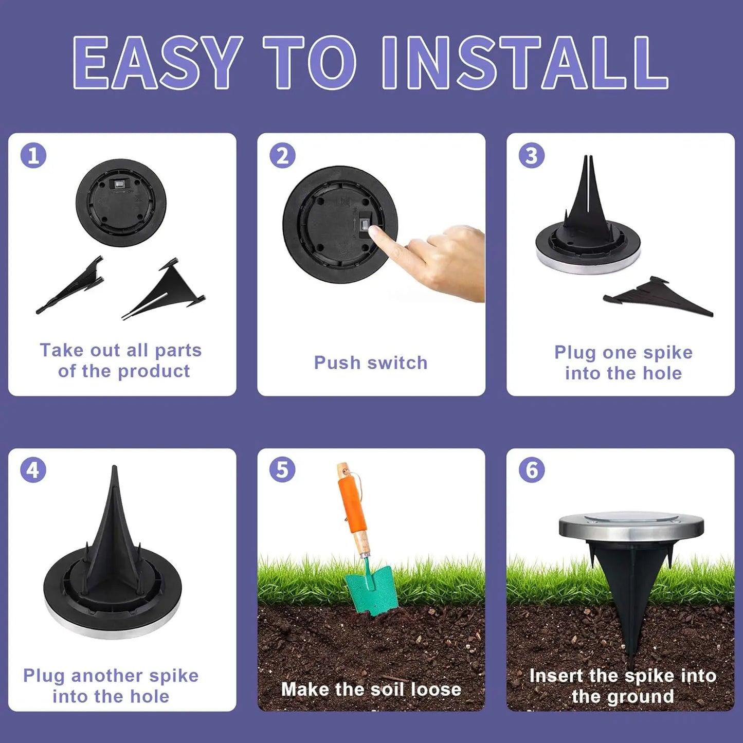 EZHomeEssentials Solar Lights 8 LED Outdoor Garden Pathway