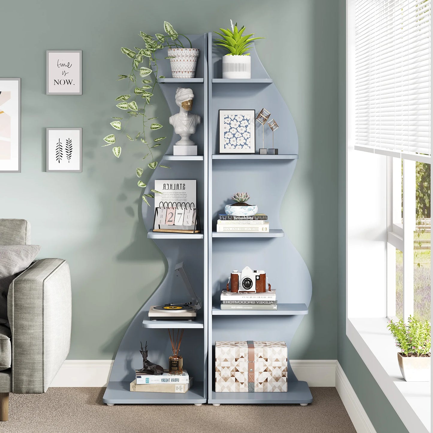 5-Tier Corner Shelf Wall Bookshelf Plant Stand