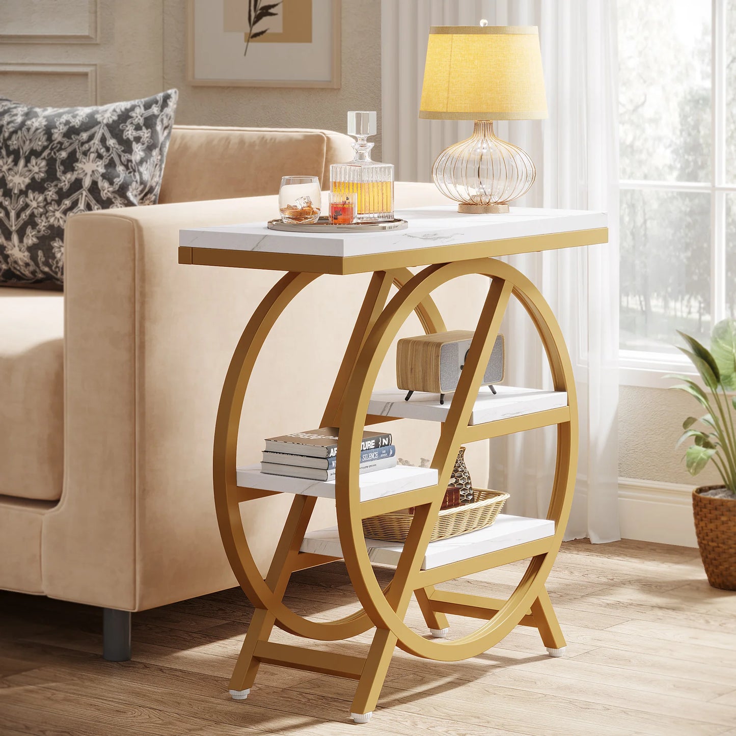 Tribesigns End Table for Living Room 3-Tier with Storage
