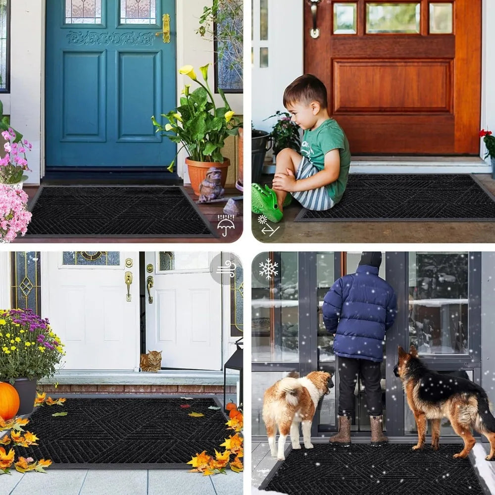 EZHomeEssentials Front Door Mat Heavy Duty Natural Rubber