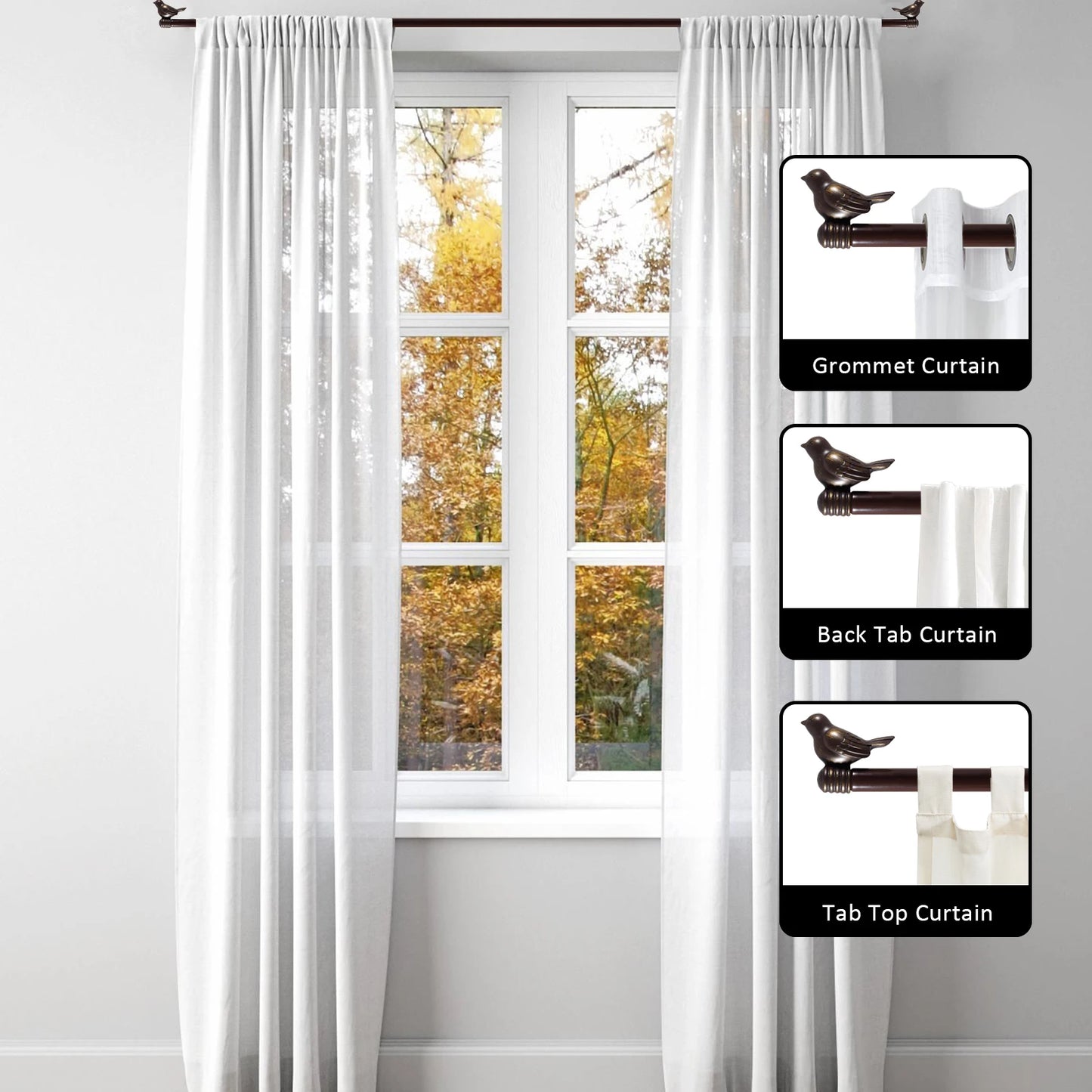 Guangdong Telescopic Curtain Rod Set With Decorative Bird Finials