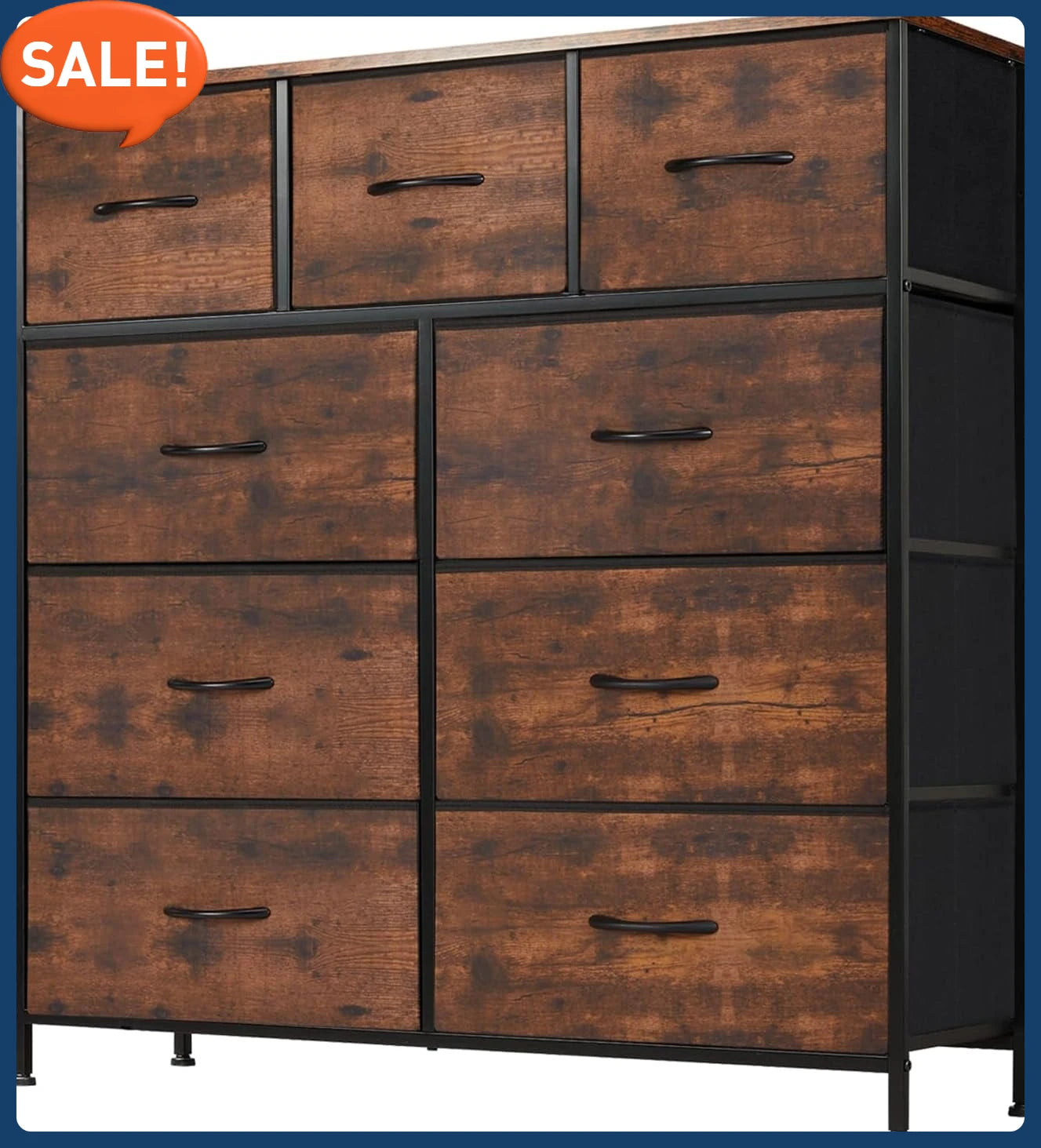 Customizable Dresser With 9 Drawers And Fabric Bins