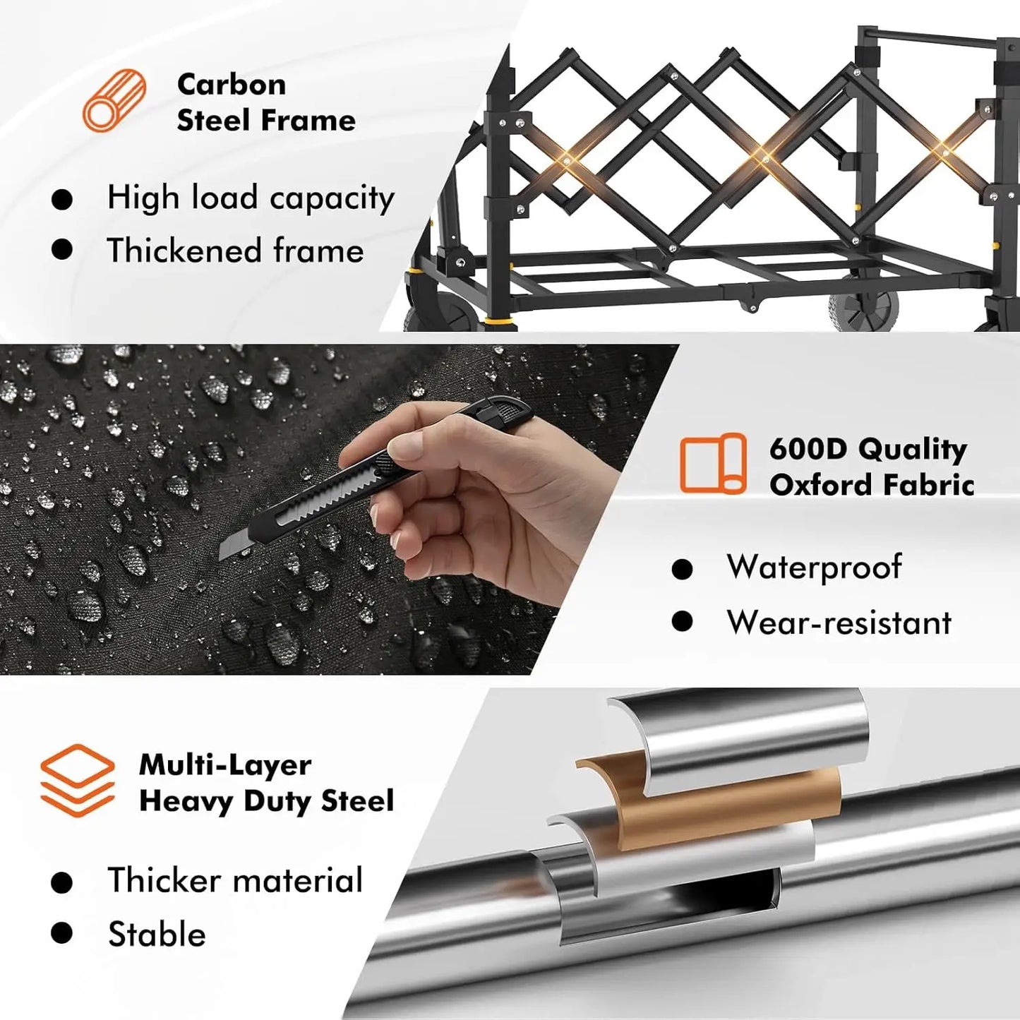 Foldable Wagon Cart With All Terrain Wheels For Outdoor Hauling