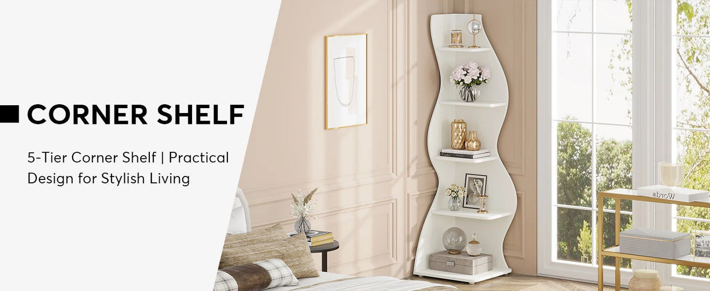 5-Tier Corner Shelf Wall Bookshelf Plant Stand