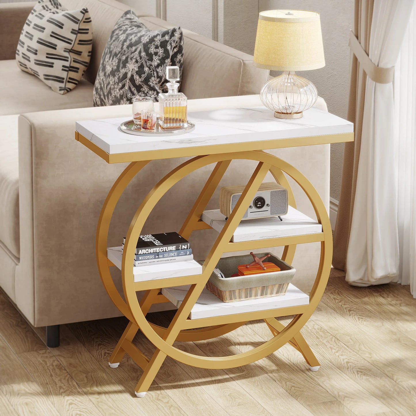 Tribesigns End Table for Living Room 3-Tier with Storage