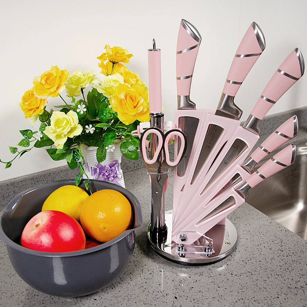 9 Piece Kitchen Knife Set Stainless Steel Hollow Handle