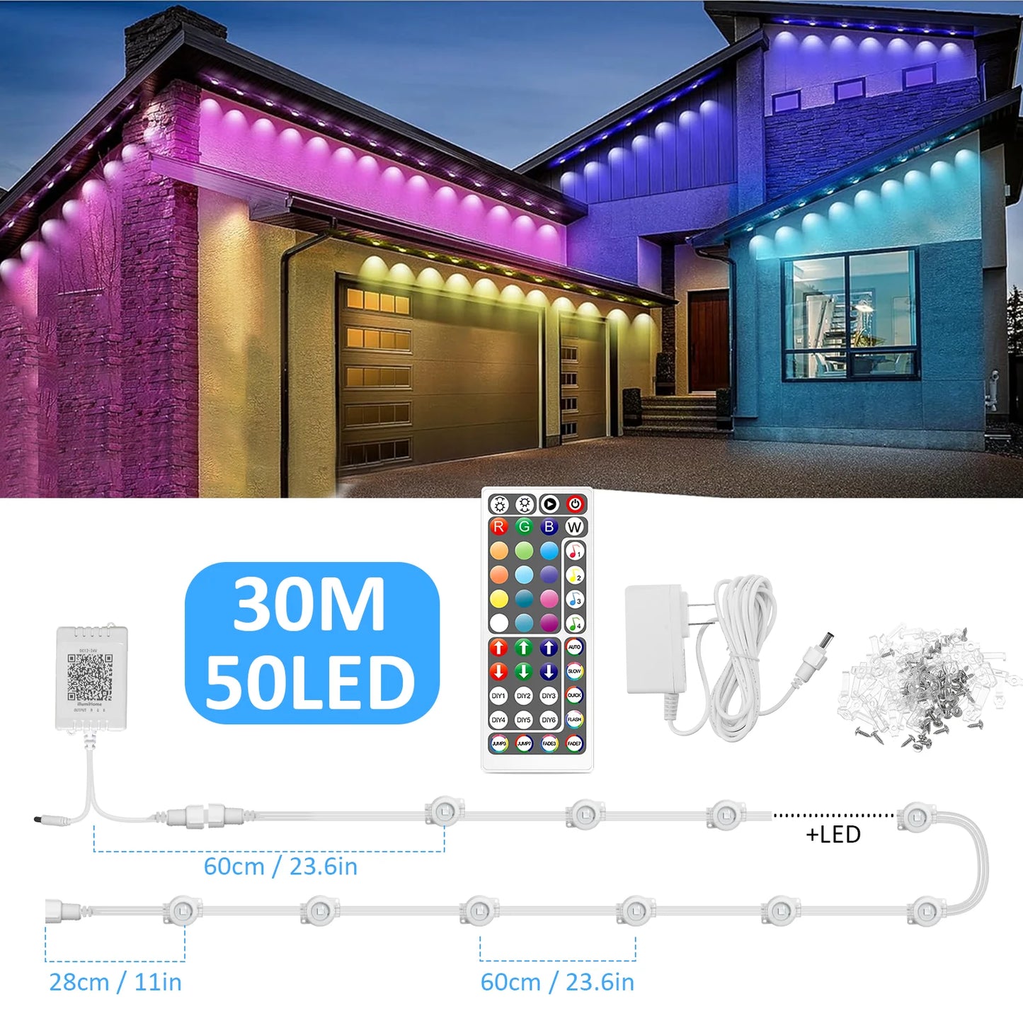 EZHomeEssentials RGB Outdoor LED Lights With App And Remote