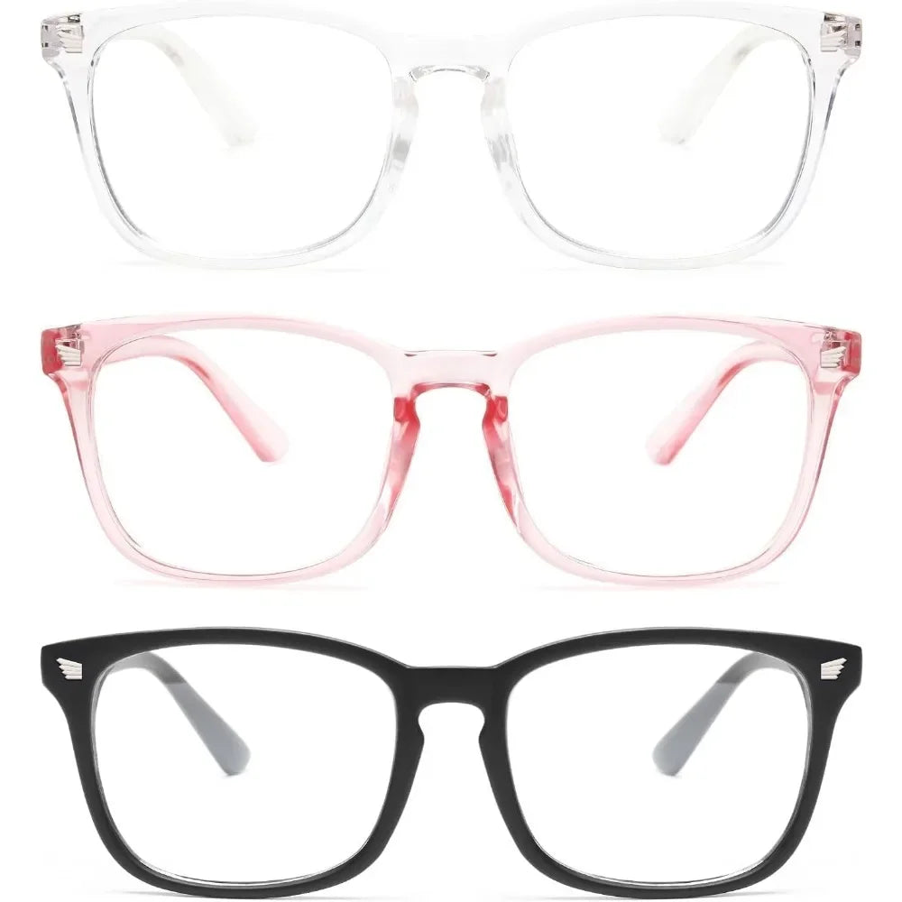 Stylish Blue Light Glasses for Woman - Computer Glasses 99% Blue Light Blocking - Lightweight TR90 Frames - 3 pack